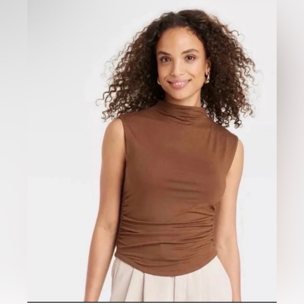 a new day Rich Brown Sleeveless Blouse